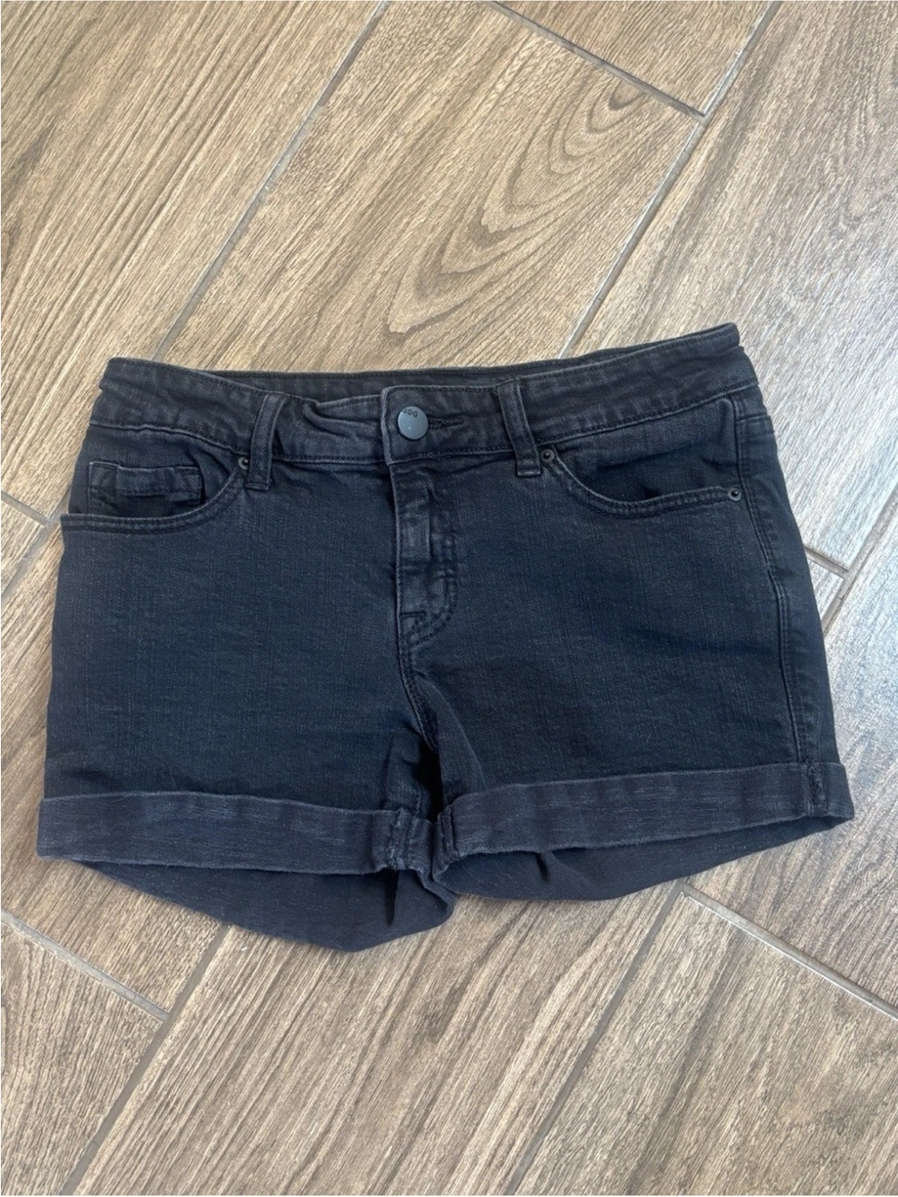 BDG Black Denim Shorts Women’s 27 Cuffed Stretch Mid Rise Shortie Jean Shorts